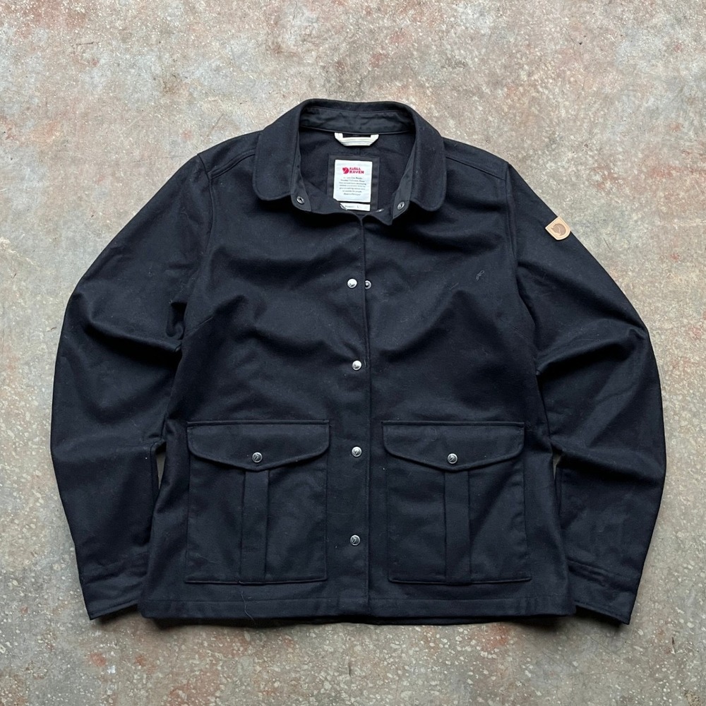 RARE Fjallraven Greenland Re-wool Shirt Jacket Black Womens Large 89994 Shacket